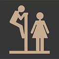 Golden Male Female Symbols Featuring Climbing Man Standing Woman On Platform With Dark Background Reflection