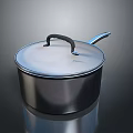 Shiny Stainless Steel Saucepan With Lid And Black Handles For Kitchen Cooking Use
