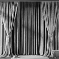 Elegant Golden Velvet Curtains With White Sheer Layer And Dark Background