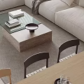 Modern Living Dining Room Interior With Wooden Elements White Sofa And Glass Coffee Table