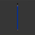 Blue Pencil Standing Upright on Gray Gradient Background with Reflection at the Bottom 3d model