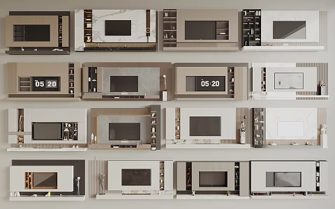 Modern TV background wall 3d model