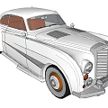 White Vintage Car With Classic Design Chrome Accents And Brown Interior
