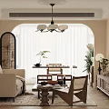 Cozy Modern Living And Dining Room Interior With Sofa Coffee Table And Chandelier