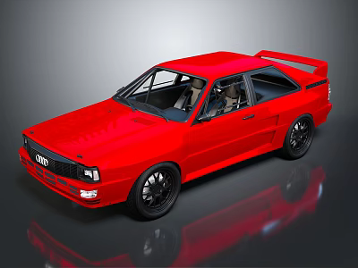 Red Audi Classic Sports Car With Black Wheels Black Interior And Reflective Surface 3d model