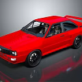 Red Audi Classic Sports Car With Black Wheels Black Interior And Reflective Surface