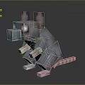 Game Pixelated Rat Character With Gray Body Pink Ears Striped Tail Crouching Pose