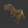 Reddish Brown T-Rex Dinosaur Model Standing With Black Stripes And Reflection On Dark Background 3d model