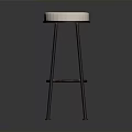 Modern Upholstered Bar Stool With White Seat And Black Metal Legs