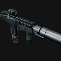 Black Tactical Rifle with Scope Magazine and Modern Accessory Details 3d model