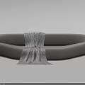 Curved Shape Modern Gray Fabric Sofa With Striped Throw Blanket Design 3d model