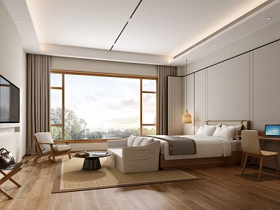 New Chinese Room Hotel Room 3d model
