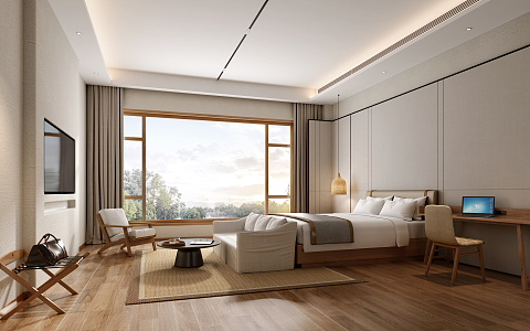 New Chinese Room Hotel Room 3d model