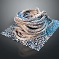 Gray Coiled Rope Knot Placed On Textured Mat With Dark Background 3d model