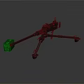 Military Machine Gun With Tripod Stand And Green Ammo Box On Dark Background