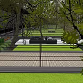 Modern Garden Landscape Featuring Trees Glass Wall And Paved Ground Design