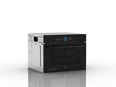 Modern Black Stainless Steel Kitchen Appliance With Digital Display And Glass Door 3d model