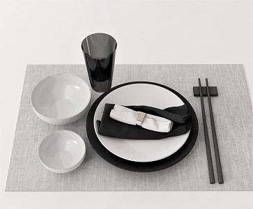 Modern Tableware Plate Saucer Chopsticks Tea Cup Glass 3d model