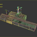 Detailed 3D Model Of Modern Water Transport Floating Platform With Lighthouse And Cranes