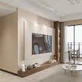 Modern Living Dining Room Interior Design With Sofa TV Wall And Large Windows