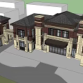 Commercial Complex with Traditional Modern Architecture Brown Beige Exteriors Multiple Storefronts 3d model