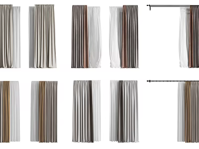 Various Curtain Styles With Modern Colors For Living Room And Bedroom 3d model