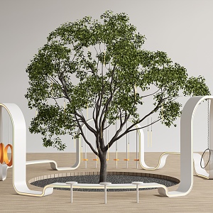 Outdoor Landscape Seat Tree Pool Seat Swing Hanging Chair Landscape Tree 3d model