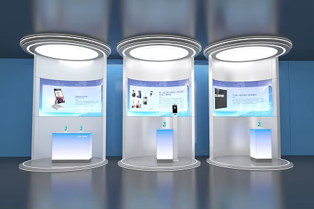 Baizhu Landscape Column Device Booth Exhibition Hall Product Cabinet Meichen Equipment Sand Table Exhibition Hall Sand Table 3d model