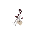 Red Brown Leaf Decorative Flower Arrangement With Rock Base Slender Stems And Small Berries