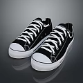 Casual Black Canvas Shoes With White Laces And Comfortable White Soles For Daily Use
