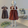 Cute Colorful Kids Plaid Dresses With Checkered Patterns Short Sleeves On