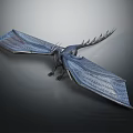 Gray Mythical Dragon With Large Textured Wings Scaled Body And Spiked Tail In Hovering Pose