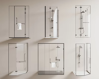 Modern Glass Shower Enclosure Designs With Different Styles And Configurations 3d model