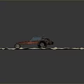Red Dune Buggy Off Road Vehicle With Large Tires Unique Body Design On Sand Terrain