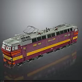 Vibrant Red Yellow Striped Train Model with White Top and Detailed Windows