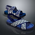 Blue Casual Sandals With Crisscross Patterned Straps And Blue Sole Design