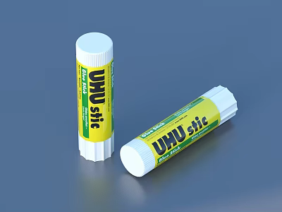 Two UHU Stic Glue Sticks White and Yellow Design Practical Daily Supplies 3d model
