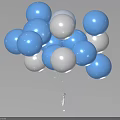 Blue and White Inflatable Balloons Bunch With White String Against Light Colored Background 3d model