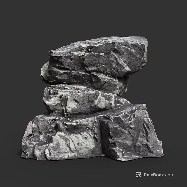 Natural Stacked Stone and Wood Structure With Rustic Texture and Organic Shape 3d model 