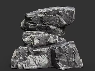Natural Stacked Stone and Wood Structure With Rustic Texture and Organic Shape 3d model