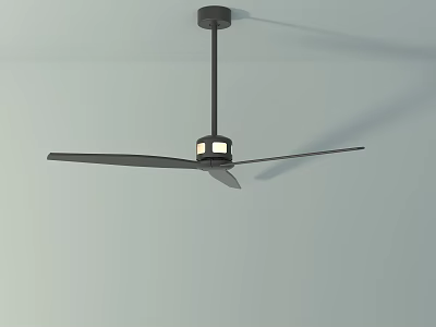 Modern Black Ceiling Fan With LED Light And Long Blades For Home Decoration 3d model