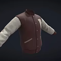 Classic Maroon Baseball Jacket With Gray Sleeves Letter B On Chest And Button Closure