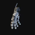 Futuristic Mechanical Arm Game Movie Character Featuring Metallic Texture Joint Details And Connected Wires
