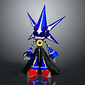 Game And Movie Character With Blue Star Shaped Head Red Eyes Black Cape Red Boots