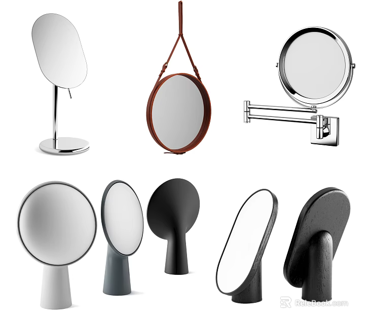 Various Stylish Mirrors Including Tabletop Wall Mounted And Decorative Designs 3d model 