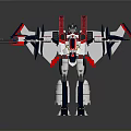 Mechanical Robot Figure With Red White Wings Armored Body And Weapon