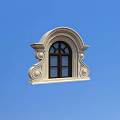 Decorative Arched Window Frame With Intricate Carvings And Blue Sky Background