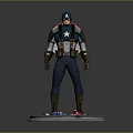 Captain America Game Movie Character In Blue Uniform Star Emblem Red Cape American Flag Base