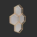 Hexagonal Wall Clock with Golden Frame and Transparent Panels Modern Design 3d model