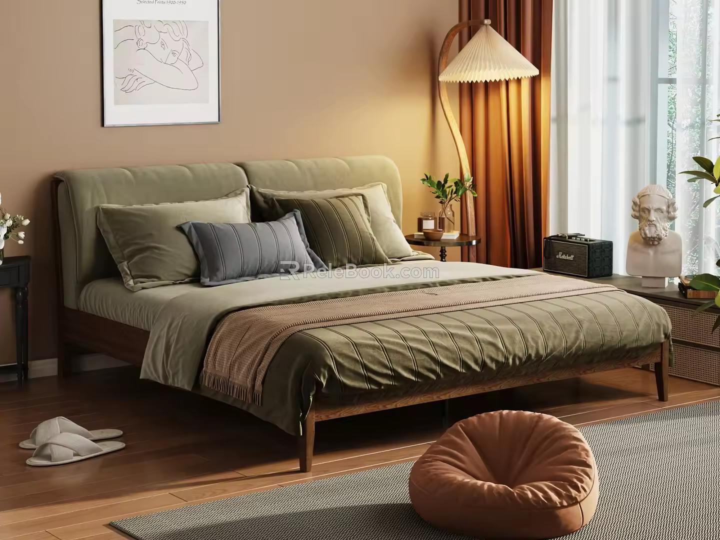 Flannel double bed 3d model